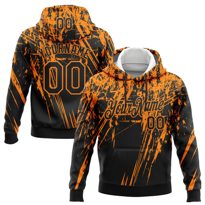 Custom Stitched Black Bay Orange 3D Pattern Design Splash Grunge Art Sports Pullover Sweatshirt Hoodie