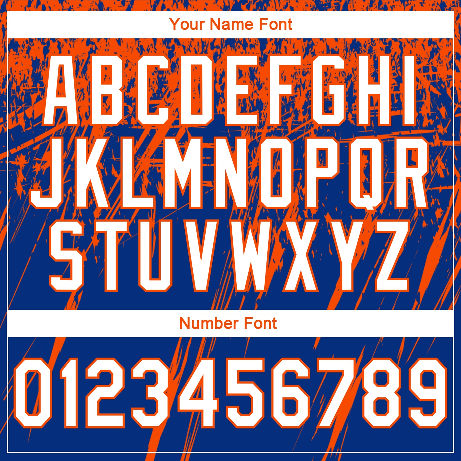 Custom Stitched Royal White-Orange 3D Pattern Design Splash Grunge Art Sports Pullover Sweatshirt Hoodie