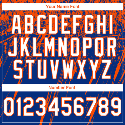 Custom Stitched Royal White-Orange 3D Pattern Design Splash Grunge Art Sports Pullover Sweatshirt Hoodie