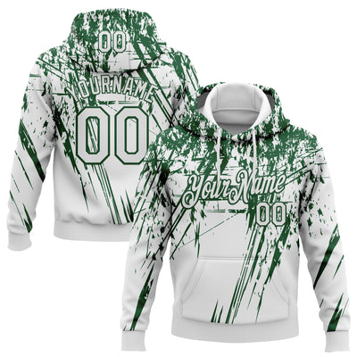 Custom Stitched White Green 3D Pattern Design Splash Grunge Art Sports Pullover Sweatshirt Hoodie