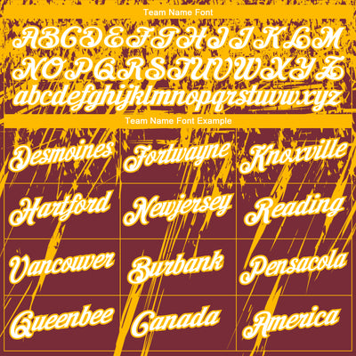 Custom Stitched Burgundy White-Gold 3D Pattern Design Splash Grunge Art Sports Pullover Sweatshirt Hoodie