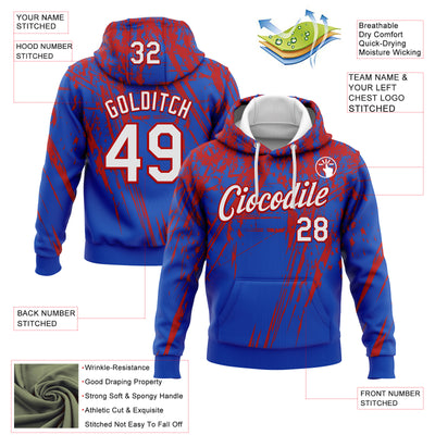 Custom Stitched Thunder Blue White-Red 3D Pattern Design Splash Grunge Art Sports Pullover Sweatshirt Hoodie