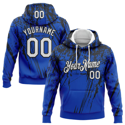 Custom Stitched Thunder Blue White-Black 3D Pattern Design Splash Grunge Art Sports Pullover Sweatshirt Hoodie