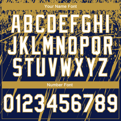 Custom Stitched Navy White-Old Gold 3D Pattern Design Splash Grunge Art Sports Pullover Sweatshirt Hoodie