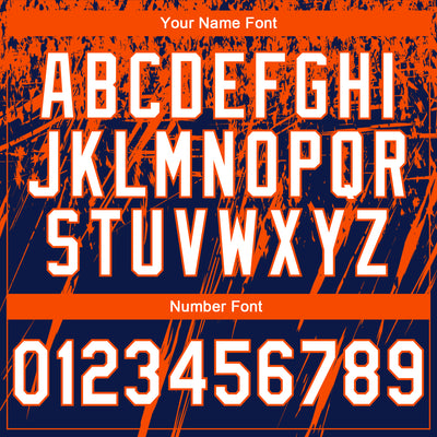 Custom Stitched Navy White-Orange 3D Pattern Design Splash Grunge Art Sports Pullover Sweatshirt Hoodie