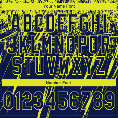 Custom Stitched Navy Neon Yellow 3D Pattern Design Splash Grunge Art Sports Pullover Sweatshirt Hoodie
