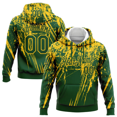 Custom Stitched Green Yellow 3D Pattern Design Splash Grunge Art Sports Pullover Sweatshirt Hoodie