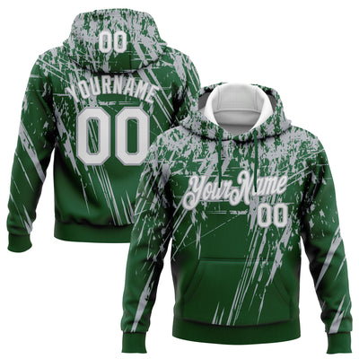 Custom Stitched Green White-Gray 3D Pattern Design Splash Grunge Art Sports Pullover Sweatshirt Hoodie
