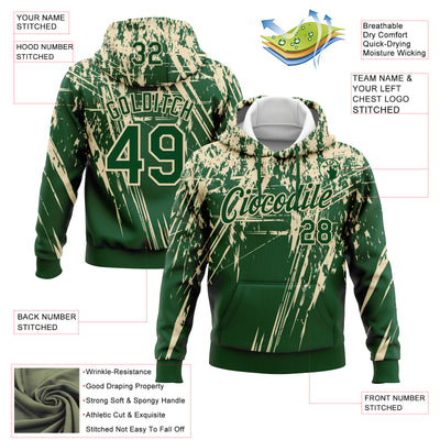 Custom Stitched Green Cream 3D Pattern Design Splash Grunge Art Sports Pullover Sweatshirt Hoodie