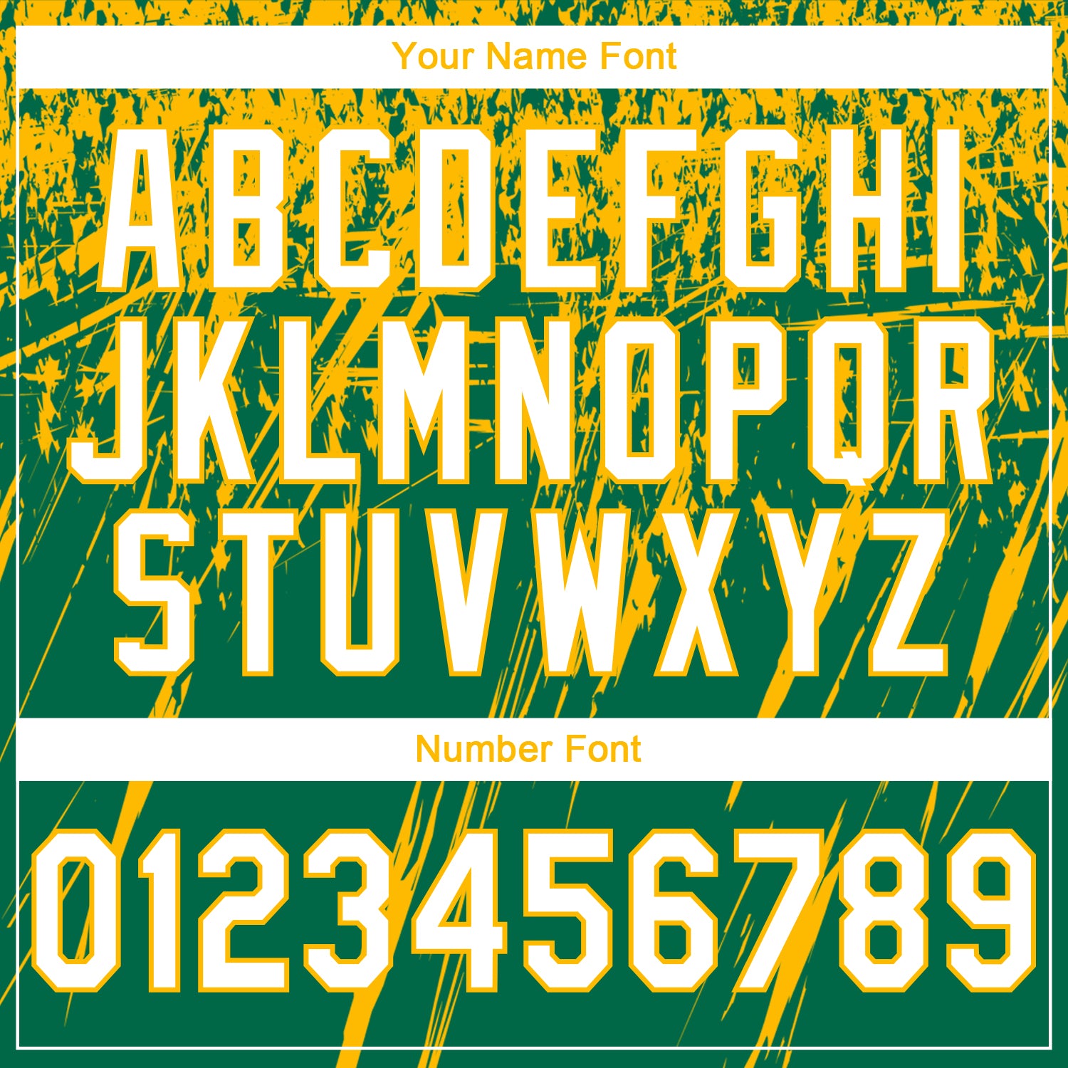 Custom Stitched Kelly Green White-Gold 3D Pattern Design Splash Grunge Art Sports Pullover Sweatshirt Hoodie