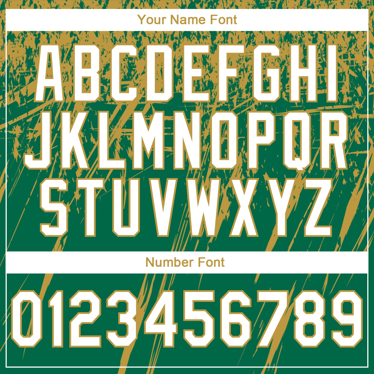 Custom Stitched Kelly Green White-Old Gold 3D Pattern Design Splash Grunge Art Sports Pullover Sweatshirt Hoodie