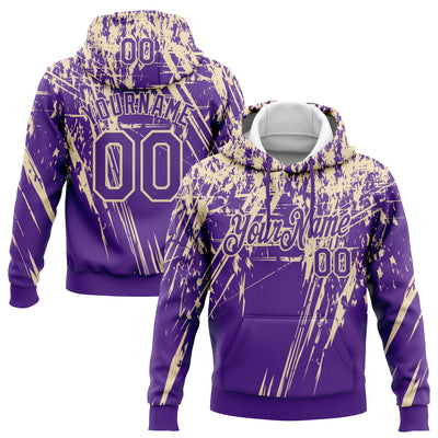 Custom Stitched Purple Cream 3D Pattern Design Splash Grunge Art Sports Pullover Sweatshirt Hoodie