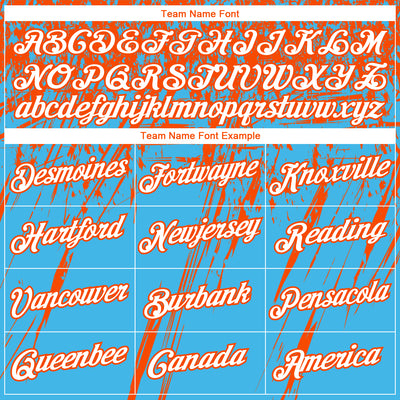 Custom Stitched Sky Blue White-Orange 3D Pattern Design Splash Grunge Art Sports Pullover Sweatshirt Hoodie