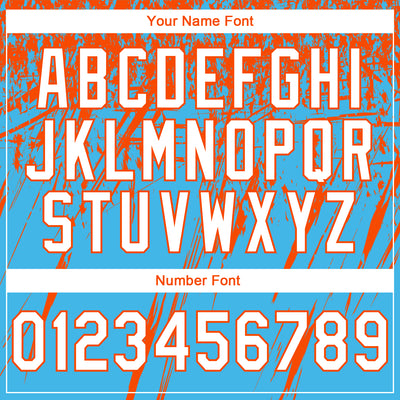 Custom Stitched Sky Blue White-Orange 3D Pattern Design Splash Grunge Art Sports Pullover Sweatshirt Hoodie