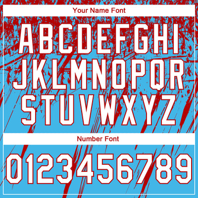 Custom Stitched Sky Blue White-Red 3D Pattern Design Splash Grunge Art Sports Pullover Sweatshirt Hoodie