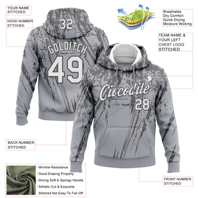 Custom Stitched Gray White-Steel Gray 3D Pattern Design Splash Grunge Art Sports Pullover Sweatshirt Hoodie