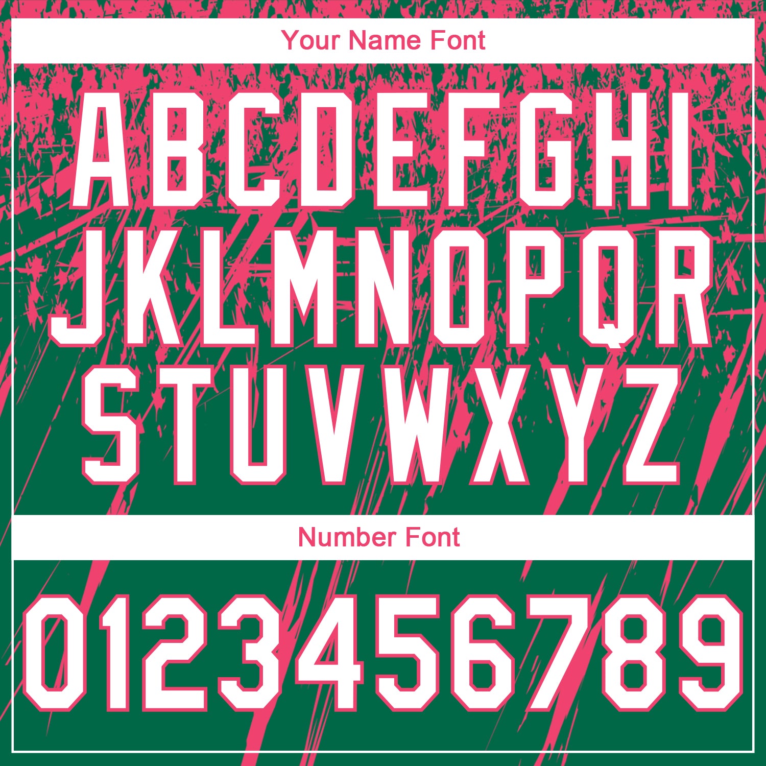 Custom Stitched Kelly Green White-Neon Pink 3D Pattern Design Splash Grunge Art Sports Pullover Sweatshirt Hoodie