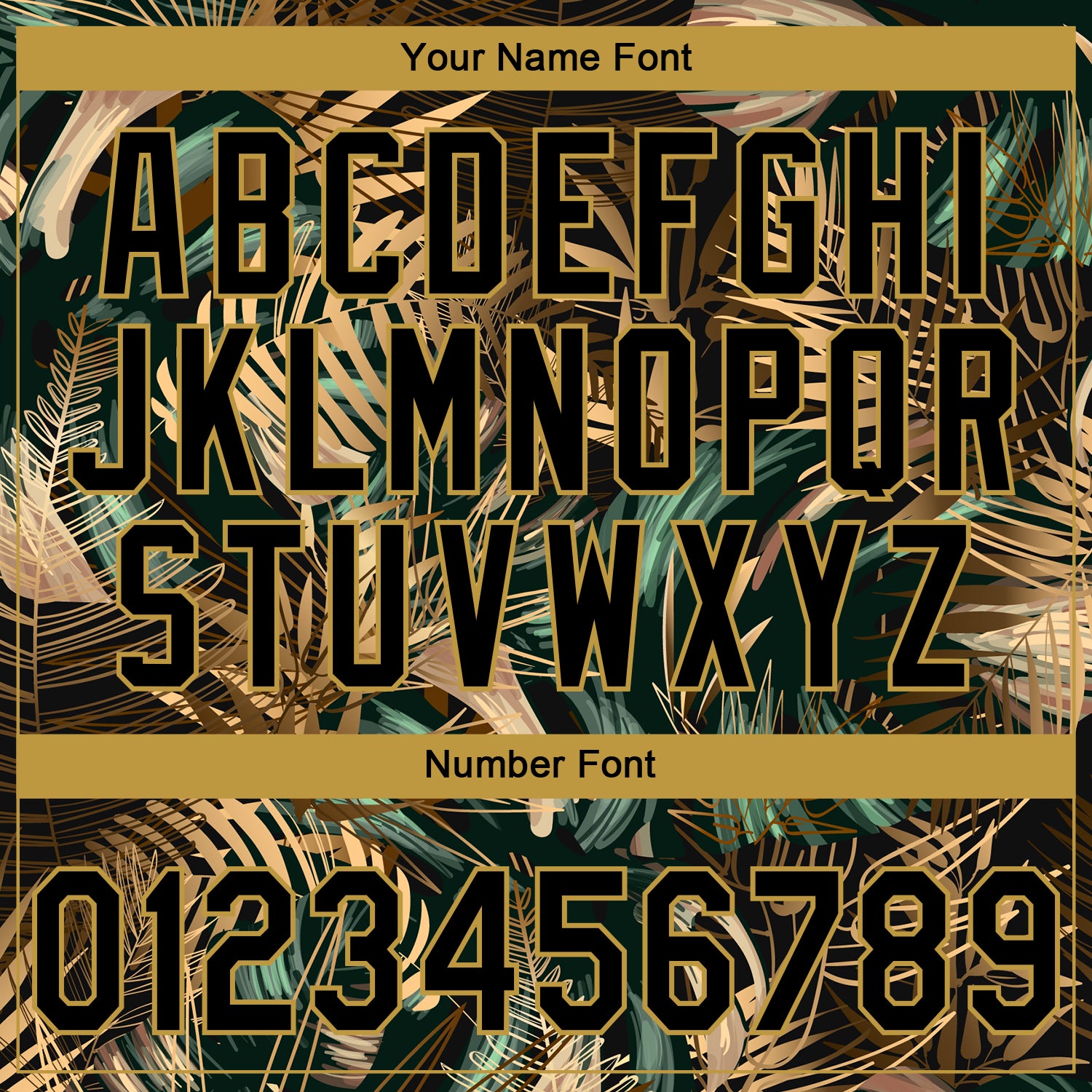 Custom Stitched Black Old Gold 3D Tropical Leaves In The Style Of Jungle And Hawaii Sports Pullover Sweatshirt Hoodie