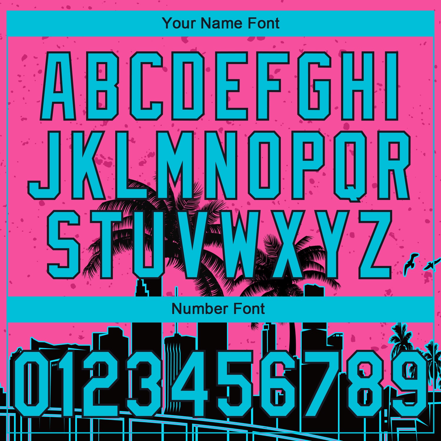 Custom Stitched Pink Sky Blue-Black 3D Miami Palm Trees City Edition Sports Pullover Sweatshirt Hoodie