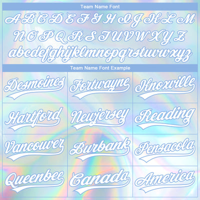 Custom Stitched White Light Blue 3D Pattern Design Abstract Trendy Holographic Vaporwave Style Sports Pullover Sweatshirt Hoodie