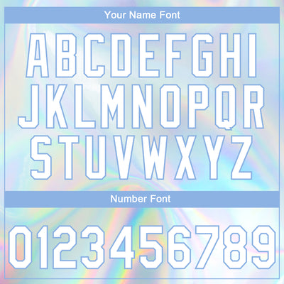 Custom Stitched White Light Blue 3D Pattern Design Abstract Trendy Holographic Vaporwave Style Sports Pullover Sweatshirt Hoodie