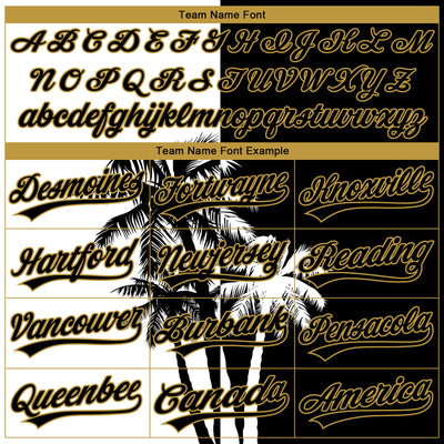 Custom Stitched Black White-Old Gold 3D Hawaii Coconut Trees Sports Pullover Sweatshirt Hoodie