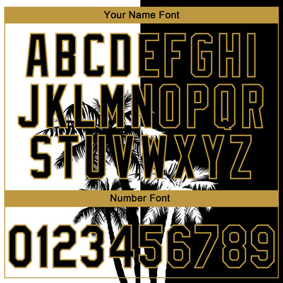 Custom Stitched Black White-Old Gold 3D Hawaii Coconut Trees Sports Pullover Sweatshirt Hoodie