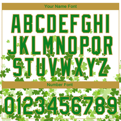 Custom Stitched White Grass Green-Old Gold 3D Pattern Design St. Patrick's Day Shamrock Sports Pullover Sweatshirt Hoodie