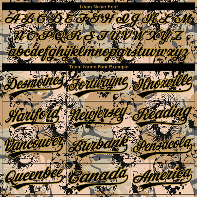 Custom Stitched Camo Black-Old Gold 3D Animal Lion And Tiger Sports Pullover Sweatshirt Salute To Service Hoodie