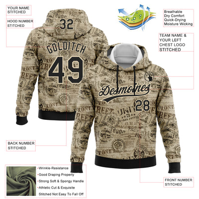 Custom Stitched Olive Black-Cream 3D Military Badge Sports Pullover Sweatshirt Salute To Service Hoodie