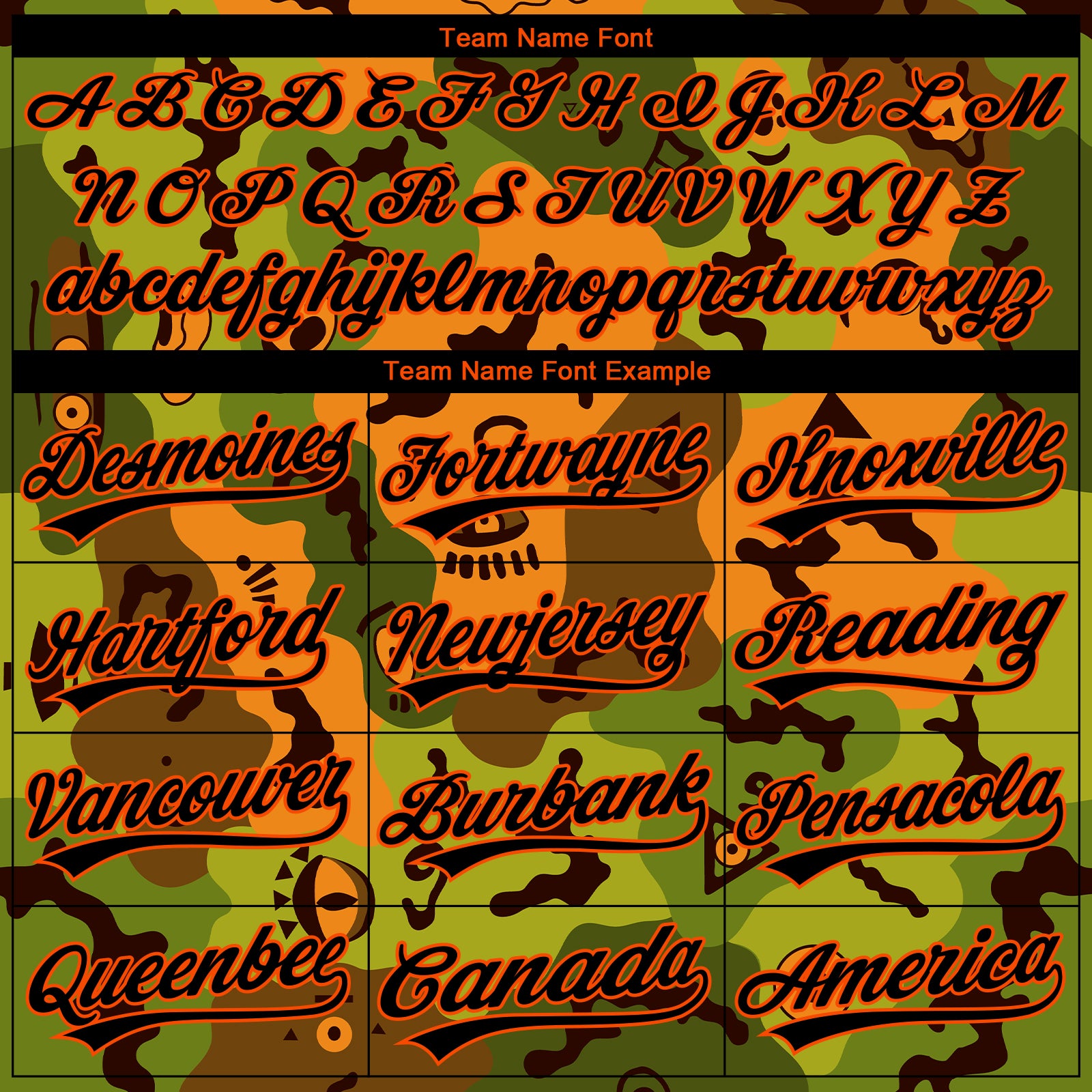 Custom Stitched Camo Black-Orange 3D Funny Faces Sports Pullover Sweatshirt Salute To Service Hoodie