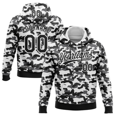 Custom Stitched Camo Black-White 3D Sports Pullover Sweatshirt Salute To Service Hoodie