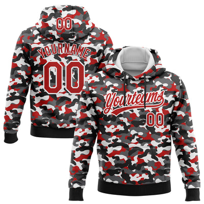 Custom Stitched Camo Red-White 3D Sports Pullover Sweatshirt Salute To Service Hoodie