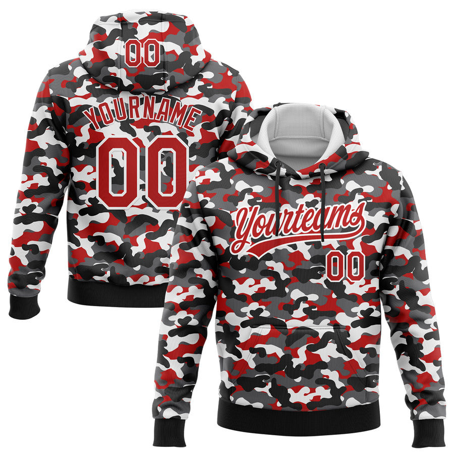 Custom Stitched Camo Red-White 3D Sports Pullover Sweatshirt Salute To Service Hoodie