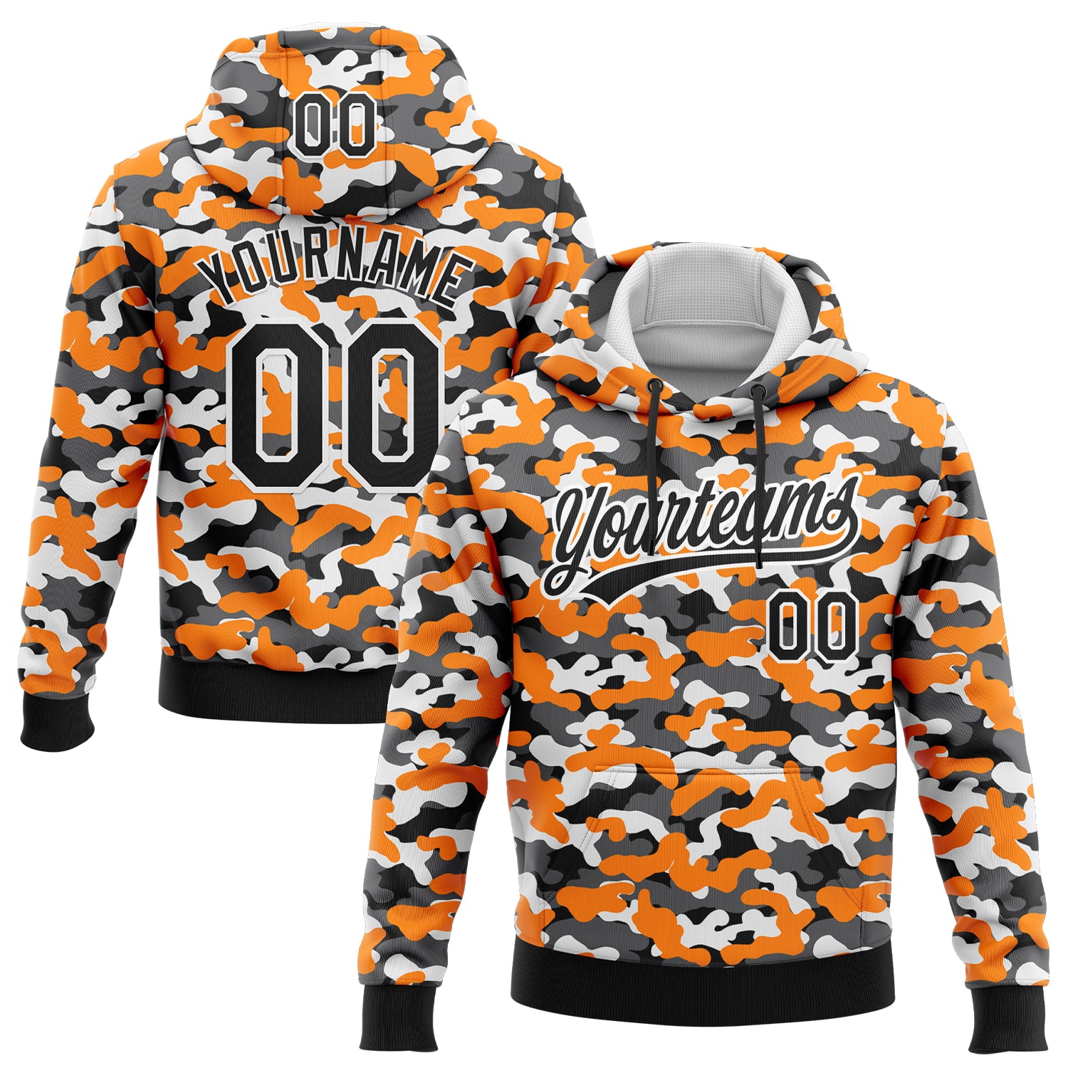 Custom Stitched Camo Black-White 3D Sports Pullover Sweatshirt Salute To Service Hoodie