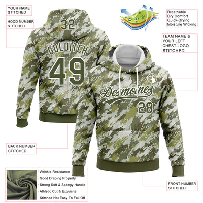 Custom Stitched Camo Olive-White 3D Sports Pullover Sweatshirt Salute To Service Hoodie