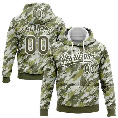 Custom Stitched Camo Olive-White 3D Sports Pullover Sweatshirt Salute To Service Hoodie