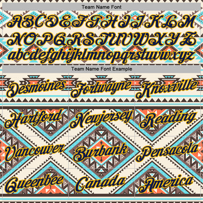 Custom Stitched Cream Navy Blue Orange Gray-Gold 3D Mexico Aztec Pattern Sports Pullover Sweatshirt Hoodie