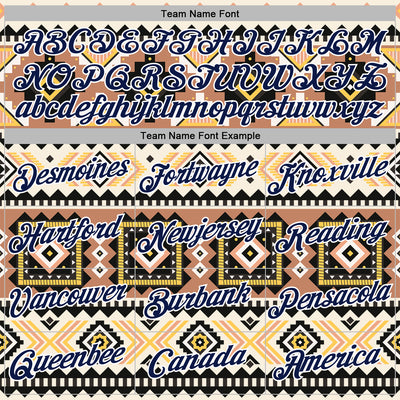 Custom Stitched Cream Navy Gray Yellow-White 3D Mexico Aztec Pattern Sports Pullover Sweatshirt Hoodie