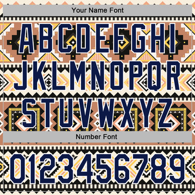 Custom Stitched Cream Navy Gray Yellow-White 3D Mexico Aztec Pattern Sports Pullover Sweatshirt Hoodie