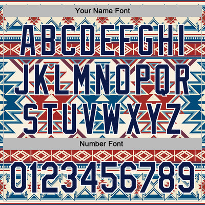 Custom Stitched Cream Navy Red Blue-White 3D Mexico Aztec Pattern Sports Pullover Sweatshirt Hoodie