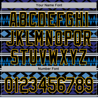 Custom Stitched Black Blue-Gold 3D Mexico Aztec Pattern Sports Pullover Sweatshirt Hoodie