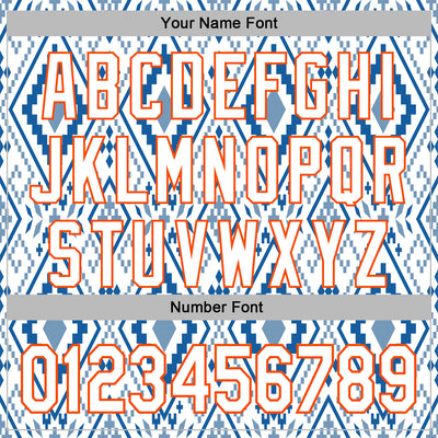 Custom Stitched White Blue-Orange 3D Mexico Aztec Pattern Sports Pullover Sweatshirt Hoodie