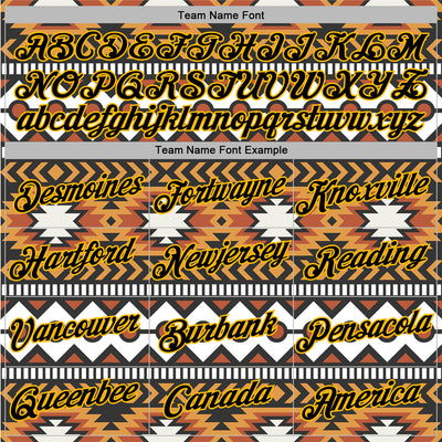 Custom Stitched White Black Orange-Gold 3D Mexico Aztec Pattern Sports Pullover Sweatshirt Hoodie