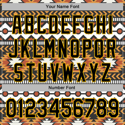 Custom Stitched White Black Orange-Gold 3D Mexico Aztec Pattern Sports Pullover Sweatshirt Hoodie
