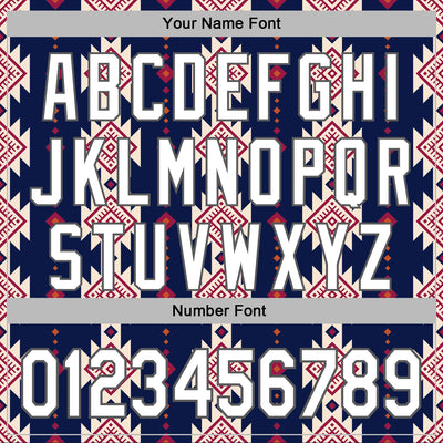 Custom Stitched Navy White Cream Red-Steel Gray 3D Mexico Aztec Pattern Sports Pullover Sweatshirt Hoodie