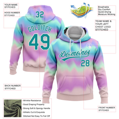 Custom Stitched Tie Dye Teal-White 3D Sports Pullover Sweatshirt Hoodie