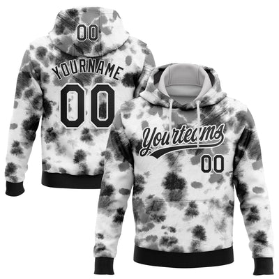Custom Stitched Tie Dye Black-White 3D Sports Pullover Sweatshirt Hoodie