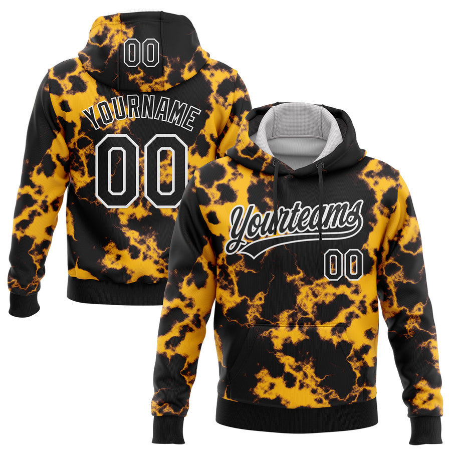 Custom Stitched Tie Dye Black-White 3D Sports Pullover Sweatshirt Hoodie