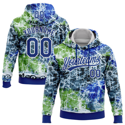 Custom Stitched Tie Dye Royal-White 3D Sports Pullover Sweatshirt Hoodie